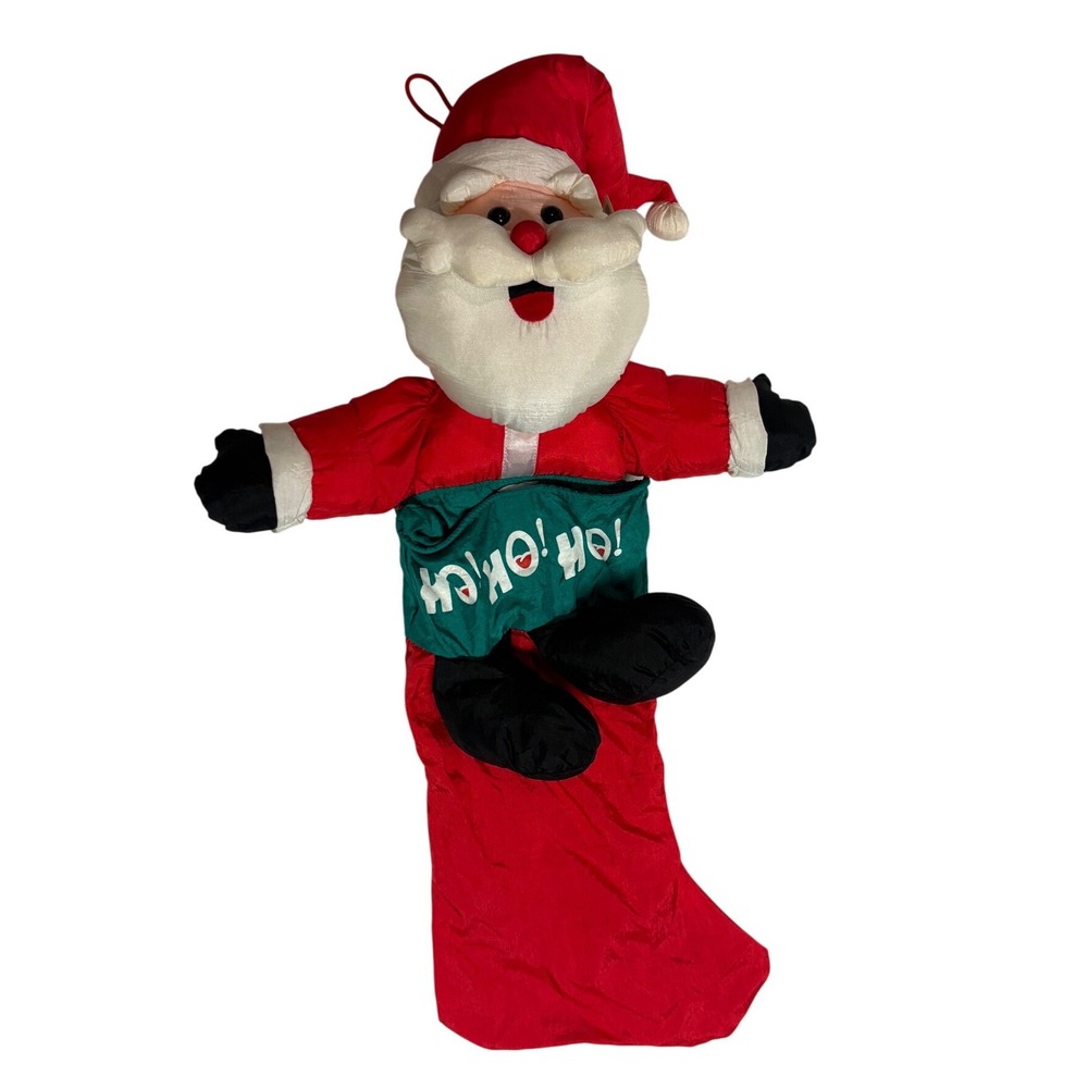 Vintage 1989 Fiesta Santa Claus Christmas Stocking 22" Plush 3D Nylon Ho Ho Ho